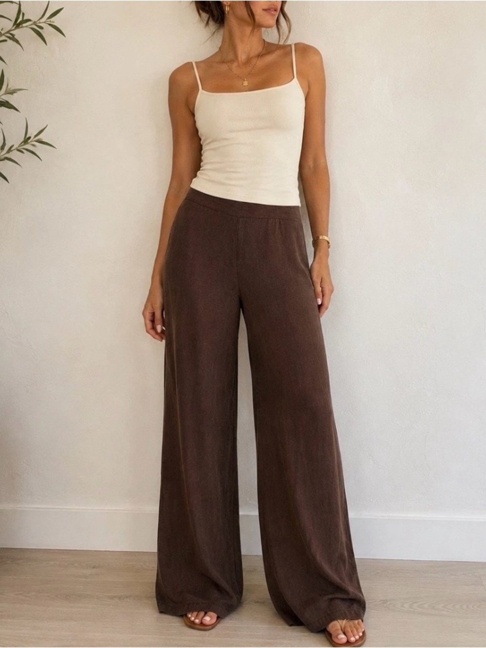 Zara Chocolate Brown Wide Leg Knit Pants- size Large